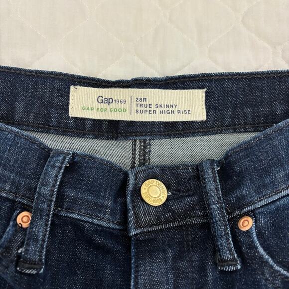 GAP High-Rise Skinny Jeans Sz 28 Slim Leg Dark Wash 2010s Stretch Denim - Picture 3 of 8
